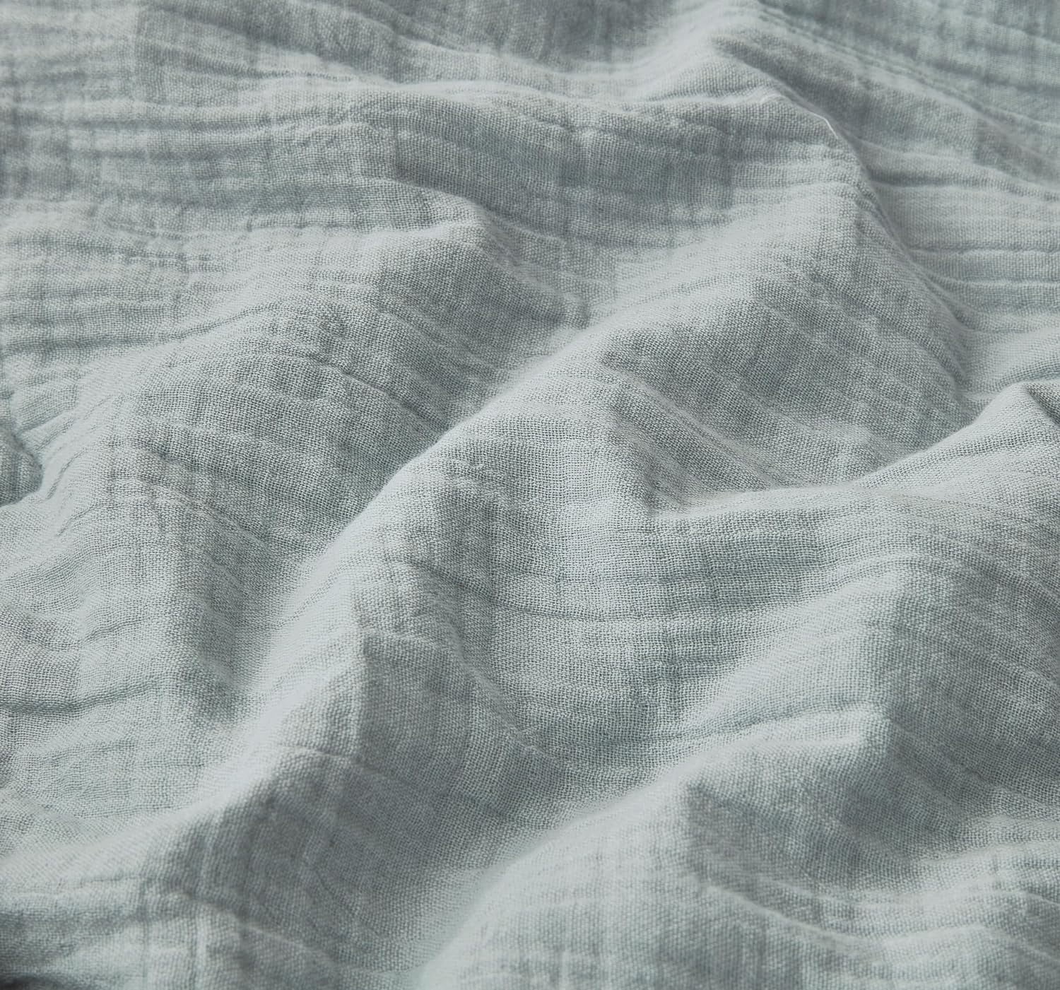 Chezmoi Collection Skye 3-Piece 100% Cotton Muslin Thin Comforter Set King, Light Blue-Gray Reversible Soft Washed Cotton Gauze Breathable Lightweight Summer Blanket