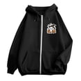 thumbnail image 4 of FASHOFT Zip Up Hoodie Women Oversized Halloween Graphic Fleece Jacket with Pockets Funny Ghost Spooky Season Sweatshirt Black L, 4 of 6
