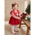 thumbnail image 3 of Cjfdfy Newborn Baby Girl Christmas Outfit Long Sleeve Romper Santa Embroidery Tulle  Star Patchwork Dress Bow Headband 3 Piece Set Infant Christmas Dress Fall Winter Clothes Set 0-24M, 3 of 9