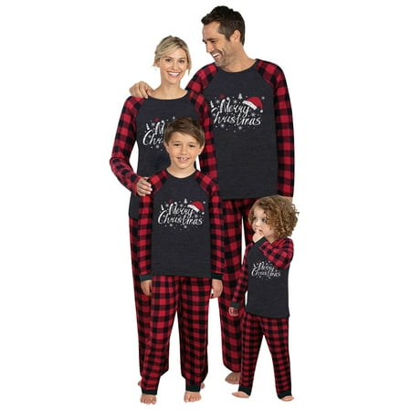 

Family Matching Christmas Plaid Long Sleeve Top Long Pants Two-piece Pajamas Suit