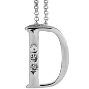Rhodium Plated Necklace with Personalized Letter "D" Initial Design with with a 16" Extendable Chain and High Quality Clear Crystals by Matashi