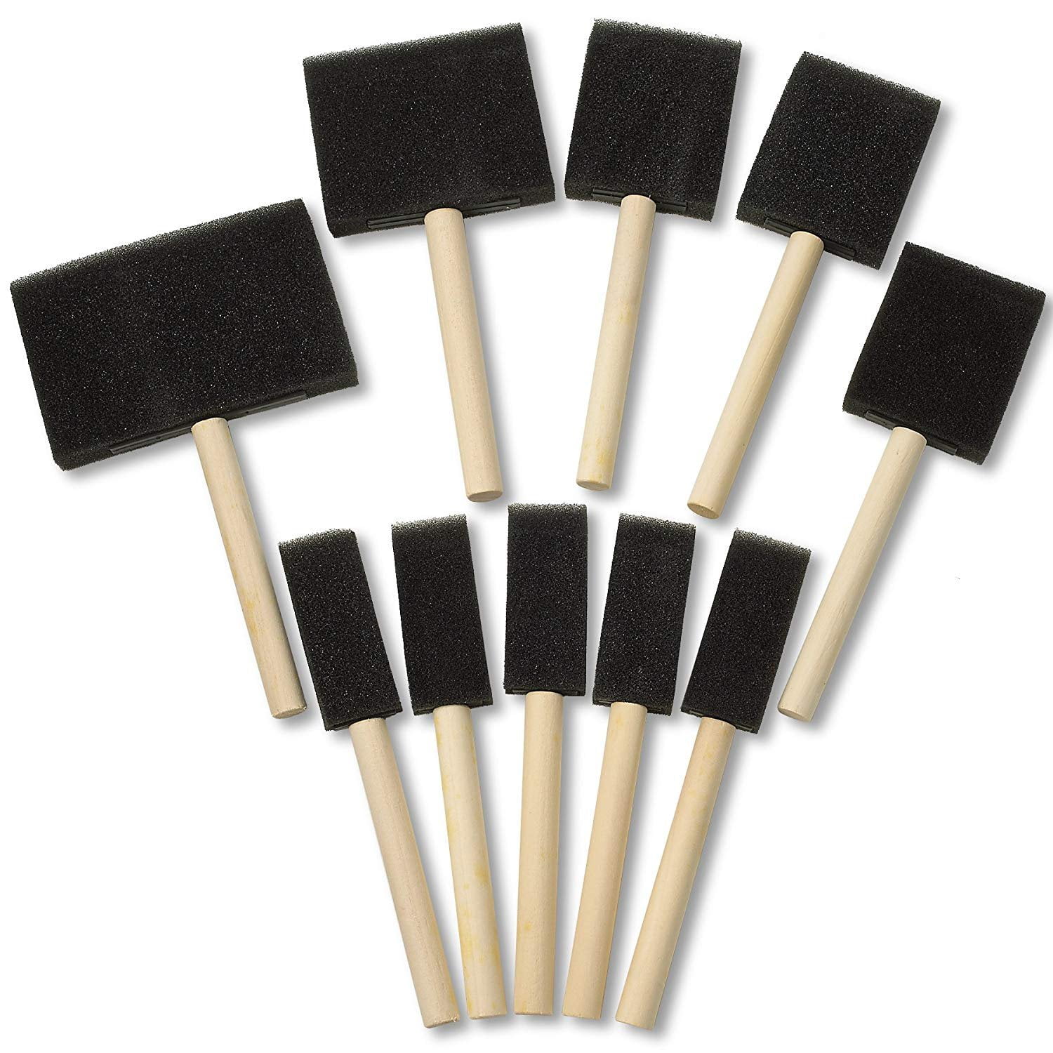 Oil Stain 10 pcs Poly Foam Brushes Foam Sponge Wood Handle Paint Brush