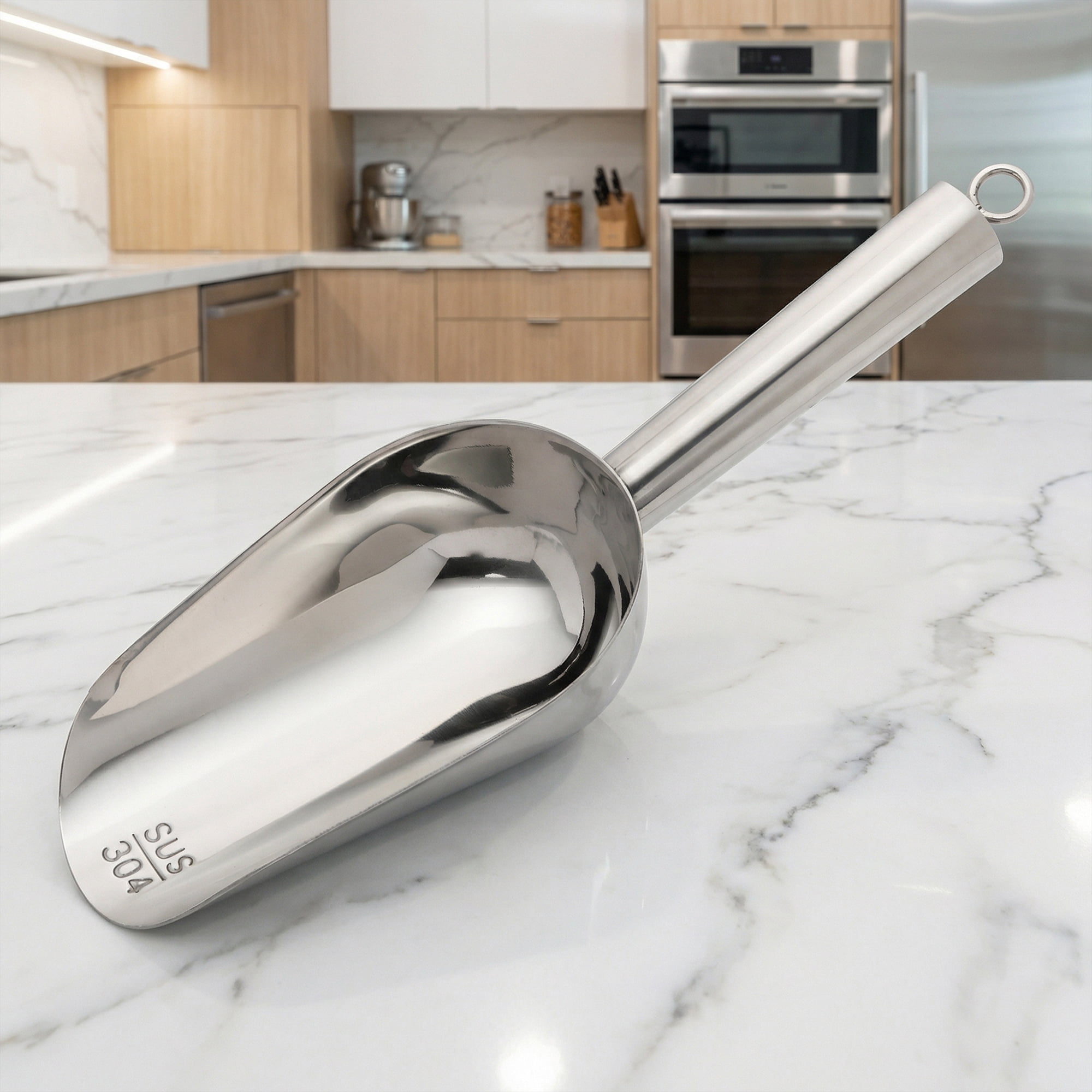 Unique Bargains 1Pcs Easy Clean Stainless Steel Ice Scoop Silver 9.1*3.1inch