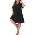 thumbnail image 2 of DARING DIVA Women's Plus Size V Neck Ruffle Sleeve Swing A Line Tiered Dress 1X Black, 2 of 6