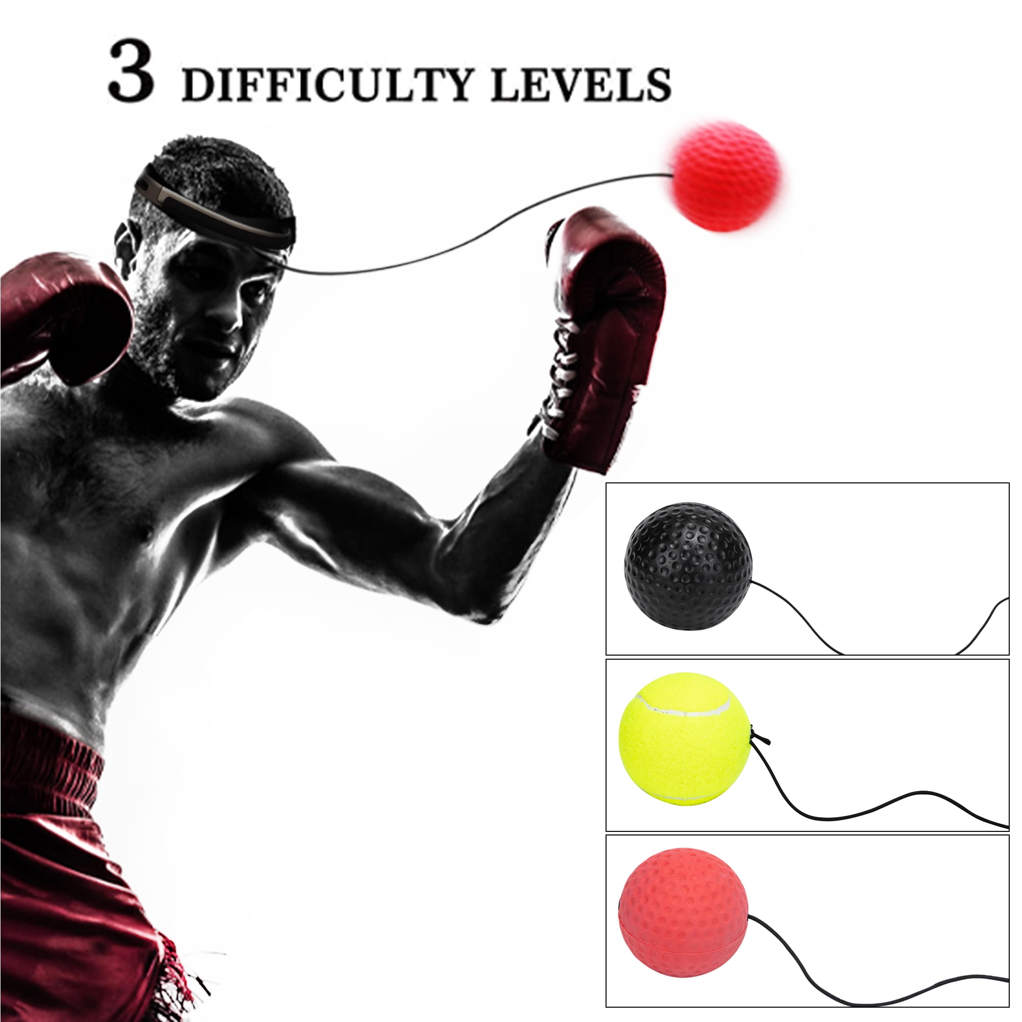Pro Sport Tennis Boxing Training Ball Rubberband Training Practice GG 