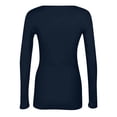 thumbnail image 6 of Knitted Tops for Women Long Sleeve Shirts with Slim Fitted Crop Tops Casual Crewneck Basic Tees Fall Fashion Y2K Clothes Navy XL, 6 of 7