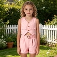 thumbnail image 6 of Gyexs 3T Girls Clothing Sets Button Down Sleeveless Vest Tops Elastic Waist Short Sets with Belts Casual Loose #09 Pink 3-4 Years, 6 of 7