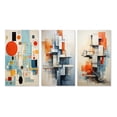 thumbnail image 2 of Designart "Blue Orange Mid Century modern Retro" Abstract Wall Art Set Of 3 - Blue Midcentury Gallery Wall Set For Home Decor, 2 of 6