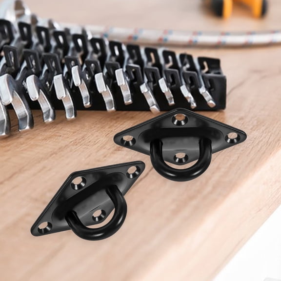 LOLIPPYY Set of 4 Heavy Duty Black U Hooks Pad Eye Plate Hooks for Ceiling Mounting