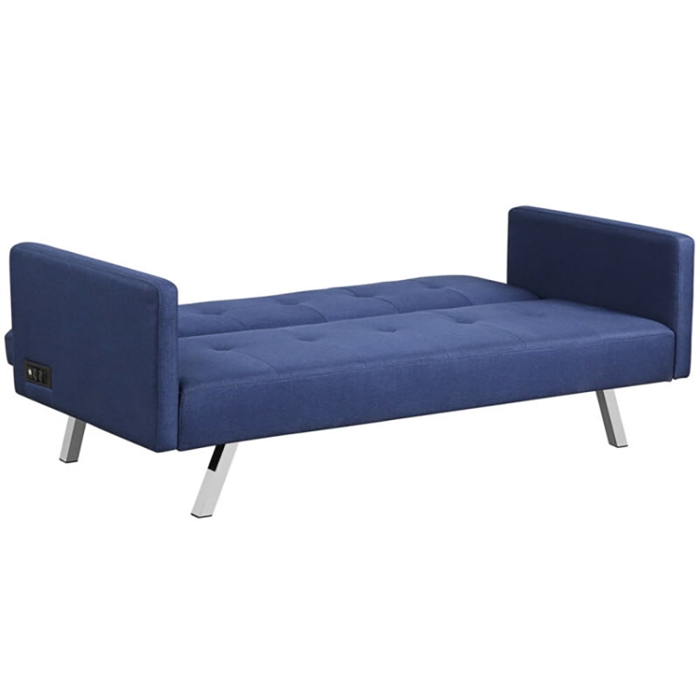 Finihen Convertible Futon Sofa Bed, Modern Convertible Sleeper Couch, 3 Seat Convertible Linen Fabric Futon Sofa with USB and Power Strip, for Living Room, Blue Finihen Convertible Futon Sofa Bed, Modern Convertible Sleeper Couch, 3 Seat Convertible Linen Fabric Futon Sofa with USB and Power Strip, for Living Room, Blue