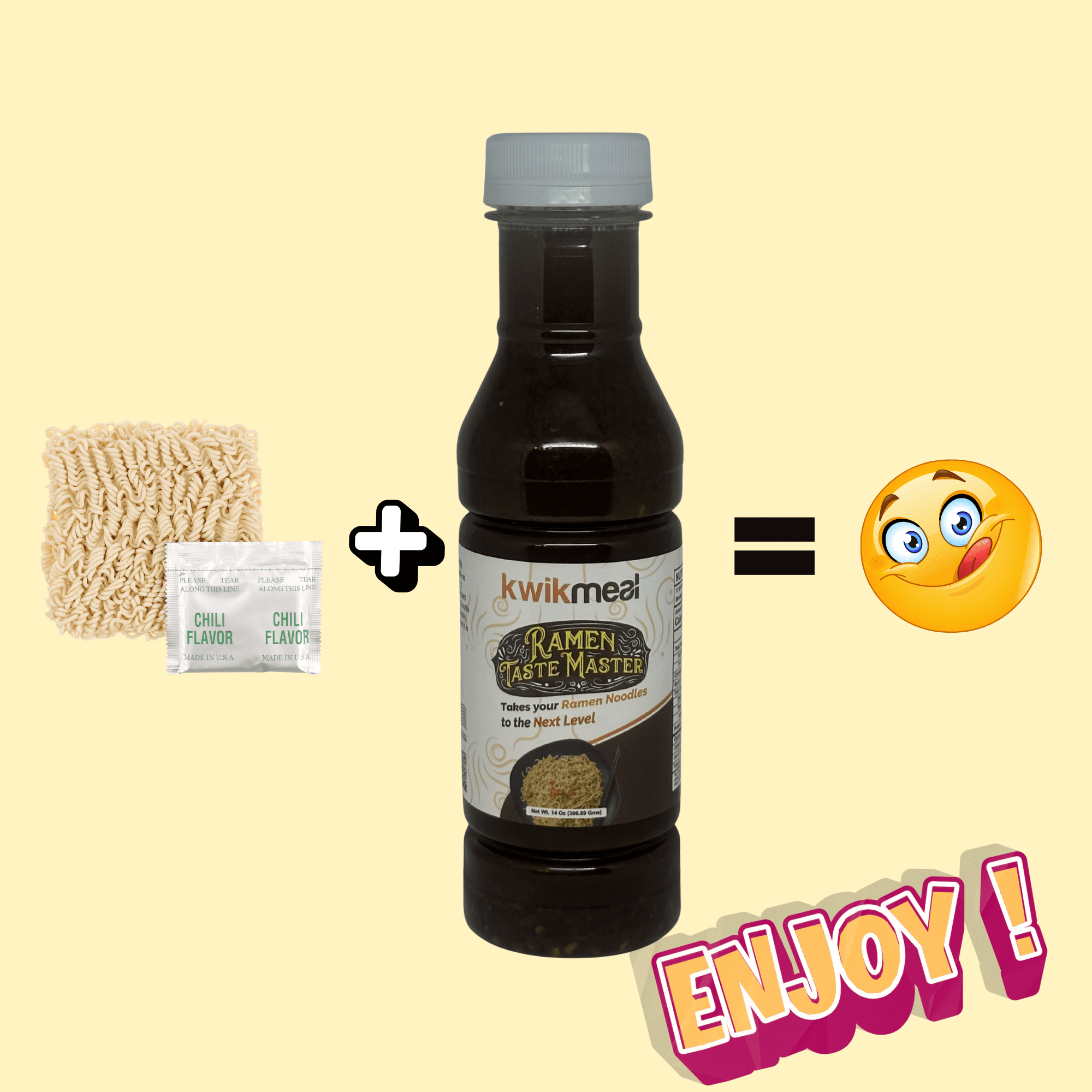 KWIKMEAL RAMAN TASTE MASTER - THE UNIQUE TASTE BOOSTER THAT WILL TAKE YOUR RAMEN OR INSTANT NOODLE TO THE NEXT LEVEL. JUST ADD 1-2 TABLESPOON BEFORE COOKING AND TASTE THE DIFFERENCE - 2 PACK.
