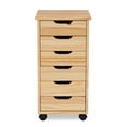 thumbnail image 3 of Linon Callie Six Drawer Rolling Storage Cart in Natural Brown Wood, 3 of 16