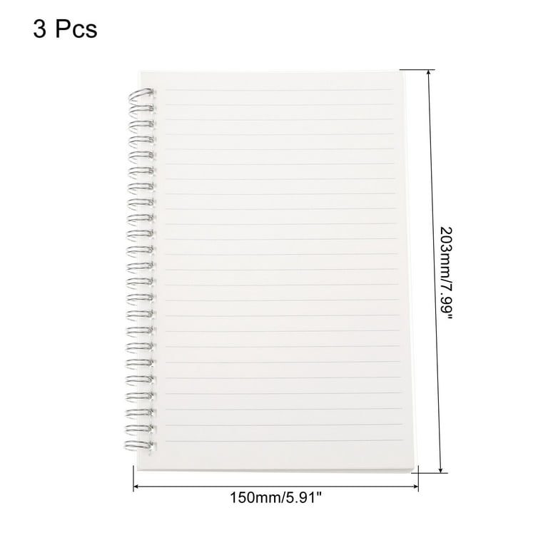 A5 Graph Clear Hardcover Spiral Notebooks 80 Sheets/160 Pages Ruled Paper, 3  Pack 