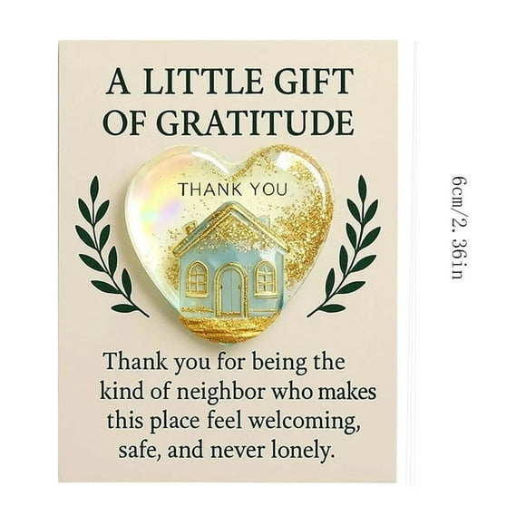 Thank You Cards Heartfelt Neighbor Thank You Card Heart-Shaped Pocket Decoration A Little Gift of Gratitude with Golden And Blue House Appreciation Card for Frie Thank You Gift Cards