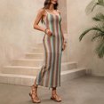 thumbnail image 3 of Resort-style halter-neck bodycon ethnic striped knit dress, 3 of 5