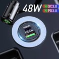 thumbnail image 4 of Mini adaptador Stealth para coche, Cargador USB Dual de carga rápida tipo C, PD + QC/PD + PD, cargador de coche para iPhone 12, Huawei y Xiaomi, 48W, 4 of 4