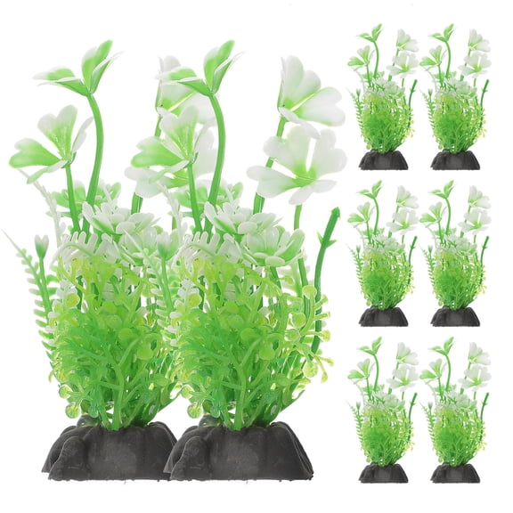 Yardwe 10Pcs Artificial Green Aquarium Plants Plastic Decorations for Freshwater Betta Fish Tank