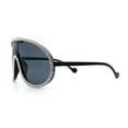 thumbnail image 6 of Bling Rhinestone Rim Luxury XL Oversize Shield Racer Plastic Sunglasses All Black, 6 of 8