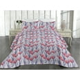 thumbnail image 2 of Ambesonne Blooming Tulips Quilted Bedspread Set 3 Pcs, Floral Watercolor, Queen, Pale Lavender Dark Coral, 2 of 4