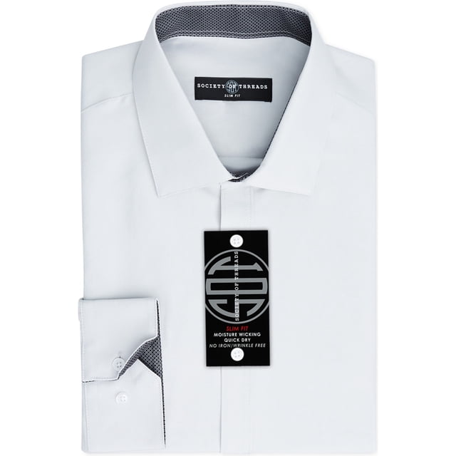 Society of Threads Camisa de vestir con botones sólidos para hombre, gris, grande