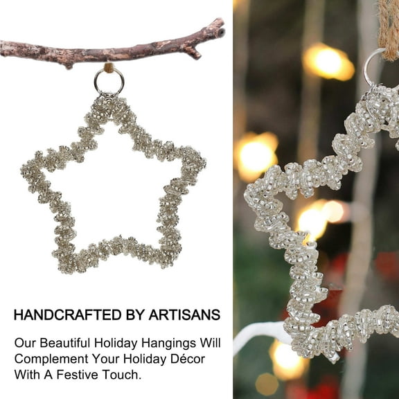 Soul Mates Beaded Star & Heart HangingColor: SilverSize: 4"Set of 2