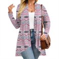 thumbnail image 6 of Women's Fall and Winter Fashion Casual Print Long Sleeve Mid-Length Cardigan Jacket, Christmas Theme for Holiday Season,Purple Pink,5XL, 6 of 6