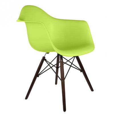 Green - Modern Style Armchair with Walnut Wood Legs Eiffel Dining Room Chair - Lounge Chair Arm Chair Arms Chairs Seats Wooden Wood Leg Wire Leg Dowel Leg Legged Base Molded