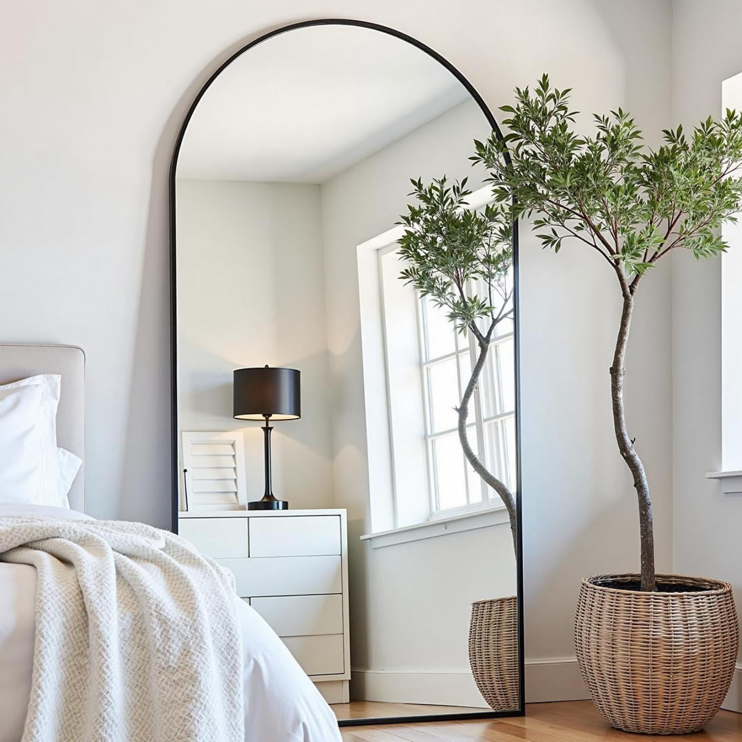 Mirrasia 34.3"x76" Arched Full Length Mirror, Black