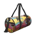 thumbnail image 3 of Xecao Beautiful African Woman print Round Travel Duffel Bag is a foldable gym bag with an inner pocket, perfect for travel sports, 3 of 8