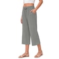 thumbnail image 2 of Fantaslook Women Capri Pants Wide Leg High Waisted Drawstring Capris Summer Casual Linen Cropped Pants with Pockets, 2 of 8