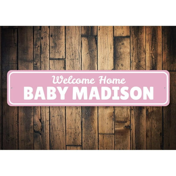 Welcome Home Baby Novelty Sign, Metal Wall Decor - 4x18 inches