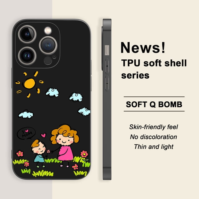 ¡Protege tu iPhone con una divertida y colorida funda mate de doble capa con diseño de dibujos animados!