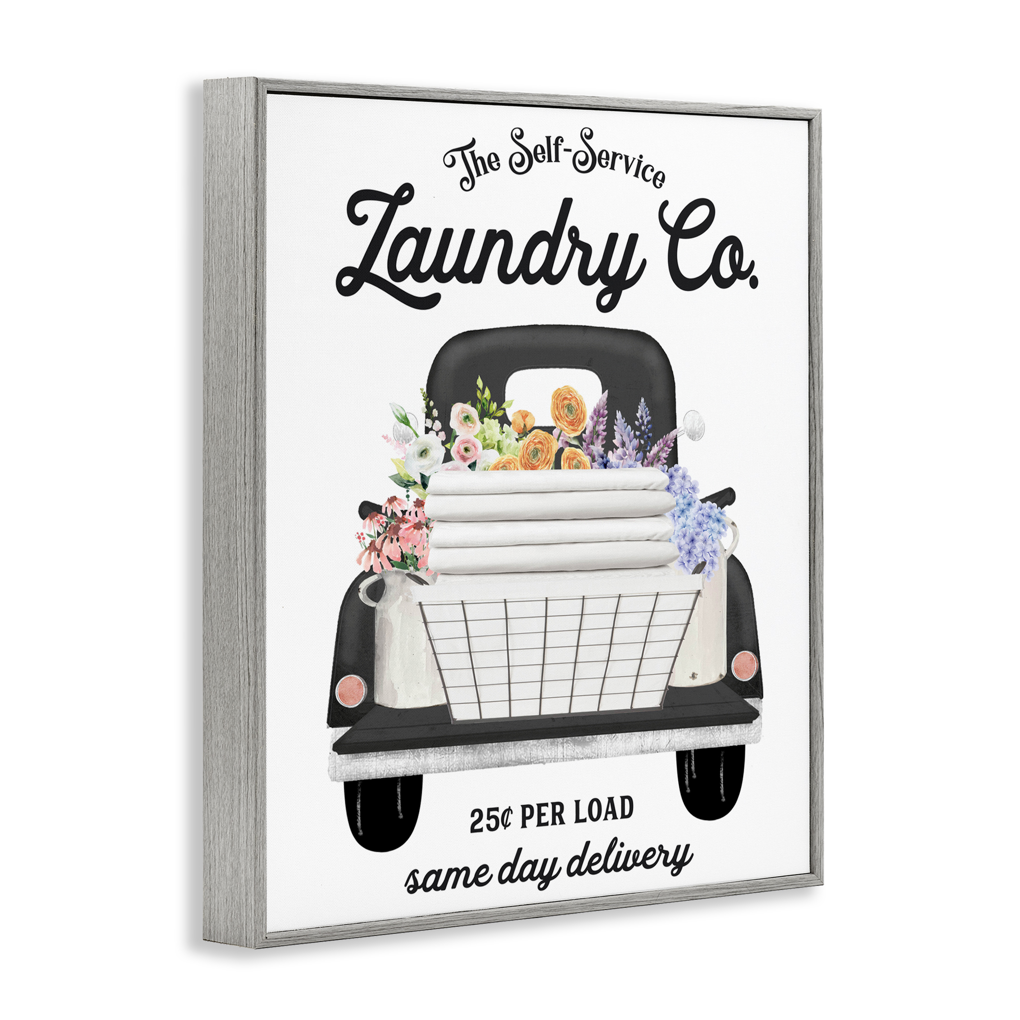 Laundry Service Truck Gray Framed Giclee Art, design by Lettered and Lined