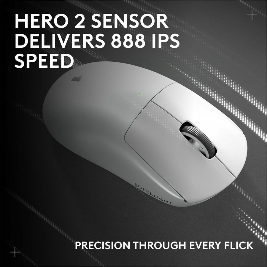 Logitech G PRO X SUPERLIGHT 2c wireless gaming mouse, 51 g pro-grade compact mouse with 5 programmable buttons, USB-C charging, 44K DPI sensor, up to 8 kHz polling for PC/Mac, White