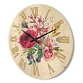 thumbnail image 3 of Designart 'Ancient Wildflowers and Burgundy Rose' Farmhouse Wood Wall Clock, 3 of 5