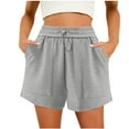 thumbnail image 1 of Puntoco Pantalones cortos deportivos para mujer Pantalones cortos casuales de cintura alta con bolsillo y cordón de color sólido a la moda para mujer, 1 of 2