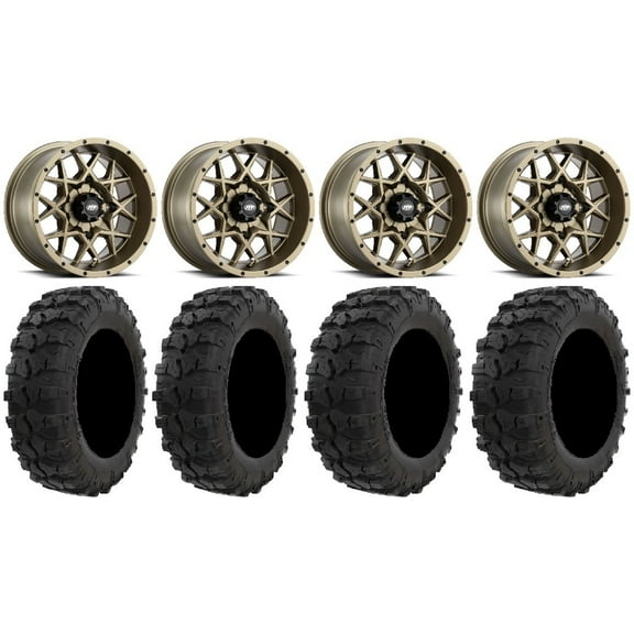 ITP Hurricane 14" Wheels Bronze 26" Dual Threat Tires Yamaha Viking Wolverine YXZ1000R CFMoto ZForce 950 UForce 1000