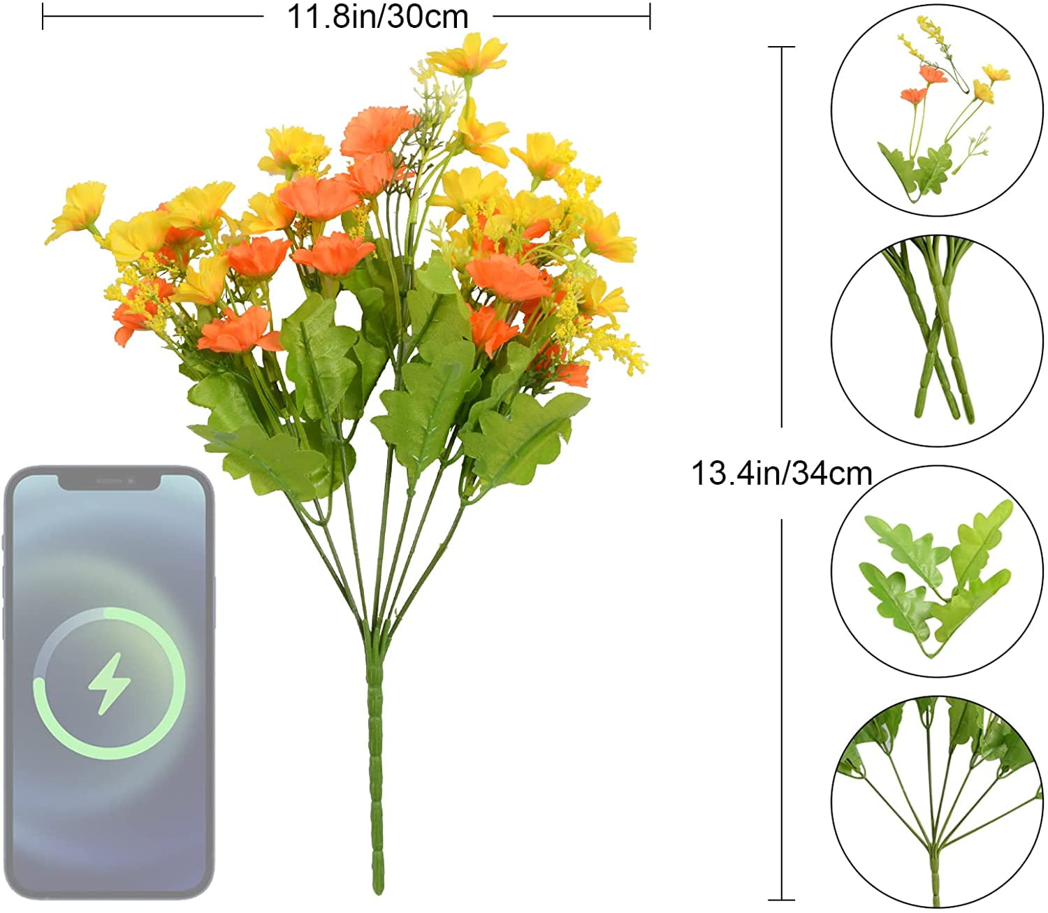 Sunjoy Tech Daisies Artificial Flowers, Fake Colorful Daisy Plant
