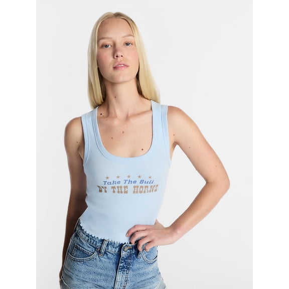 Kacey Lee Women's Take the Bull Graphic Cutaway Tank Top, Sizes XS-XXL