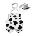thumbnail image 2 of Yeahdor Kids Girls Cowboy Costume Cow Print Vest with Bandanna and Hat Set Cowgirl Cosplay Party Outfit White 6, 2 of 3