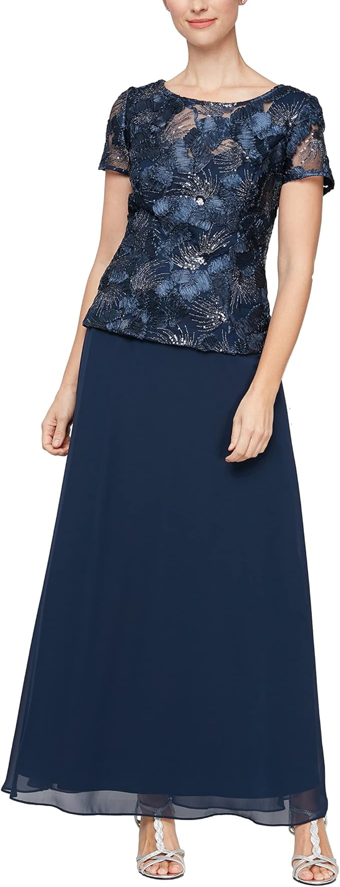 Alex Evenings NAVY Women's Tea Length a-Line Rosette Dress, US 14 - Walmart.com Alex Evenings NAVY Women's Tea Length a-Line Rosette Dress, US 14 - Walmart.com