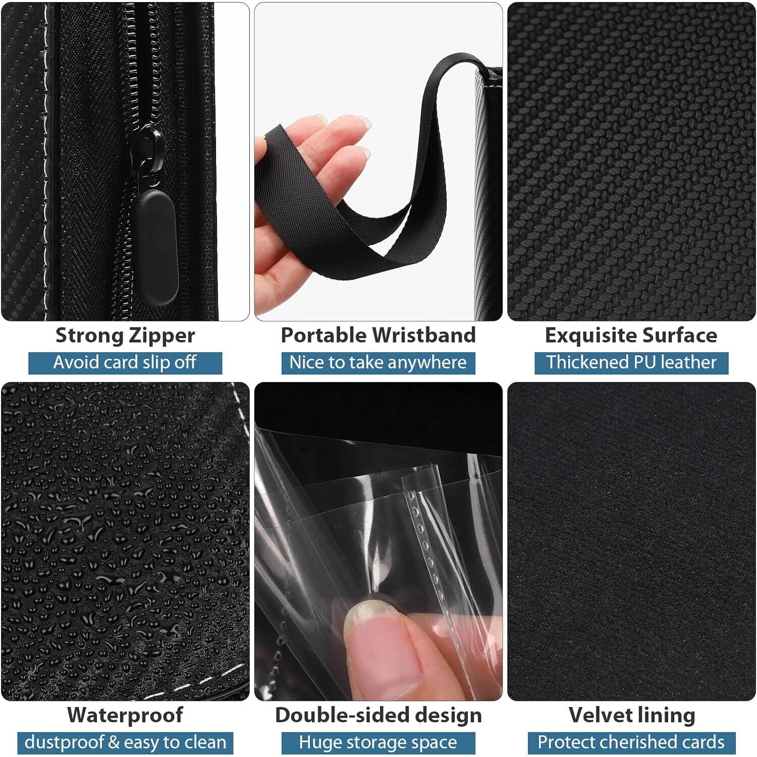 WEISIPU 900-Pocket Trading Card Binder, Portable Double Sided Card Binder with Sleeves, PU Leather Collection Card Organizer Storage Case