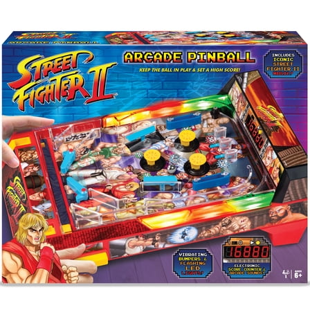 Street Fighter II: Arcade Pinball - Premium Series, Lights & Sounds Iconic Tabletop Game, LED Scoreboard, Vibrating Bumpers, Licensed, Adults-Kids 6 