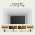 thumbnail image 5 of Bestier 70" LED TV Stand for TVs up to 75", Mid-Century Modern Entertainment Center with Sliding Glass Door, Media TV Console Table, White Maple, 5 of 11