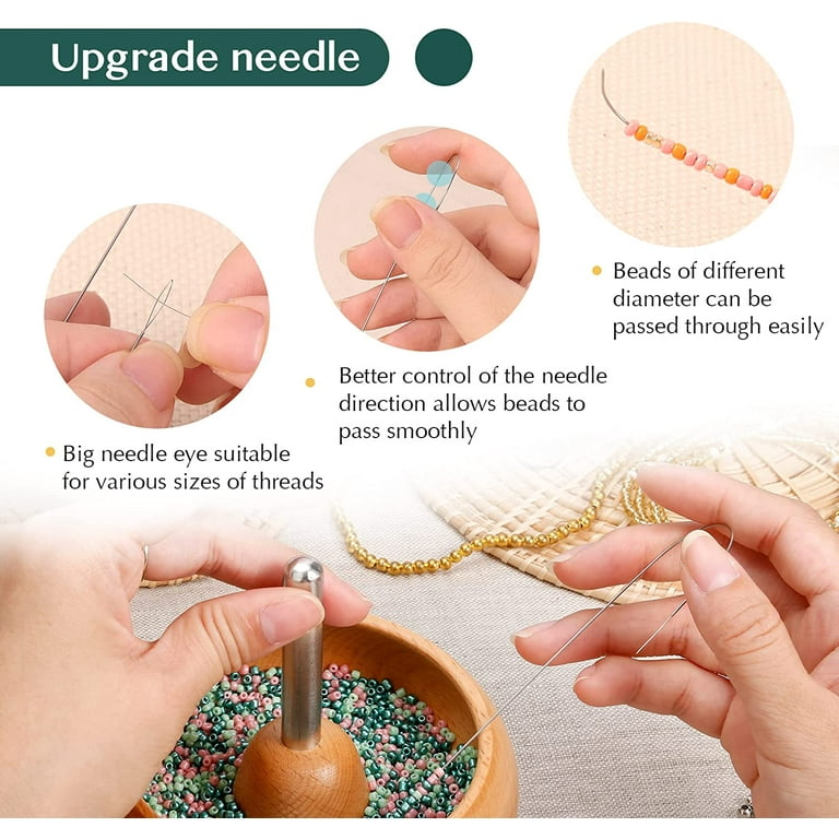 Xinyi Bead Spinner for Jewelry Making, Effortless Rotating Wooden Bracelet Spinner with 50 Letter Beads, 3000 Seed Beads, 2 Big Eye Beading Needles for