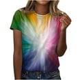 thumbnail image 2 of T-shirts à Manches Courtes pour Femmes Tops d'Été 2023 Femmes Décontracté en Vrac Imprimé Floral Col Rond Imprimé à Manches Courtes T-Shirt Tops, 2 of 8