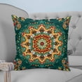 thumbnail image 4 of 20x20 Pillow Covers Set of 2, Boho Flower Throw Pillow Covers Decorative Couch Cushion Case, Yellow Green Bohemian Colorful Medallion Microfiber Square Pillowcases for Bedroom Car Living Room, 4 of 7