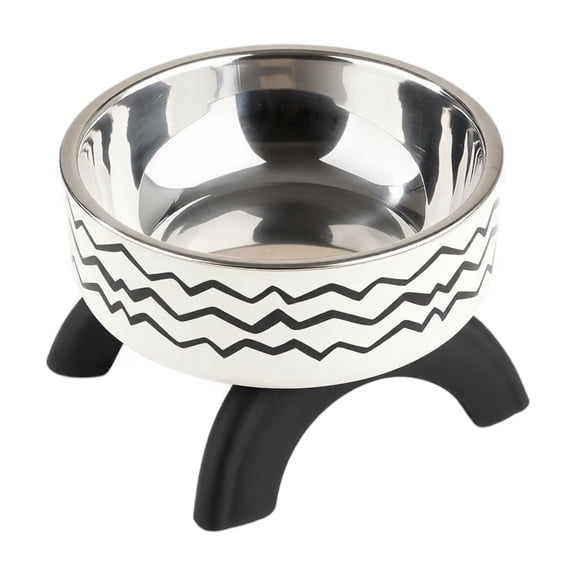 Elevated Stainless Steel Cat Food Bowl, 2 Pack Raised Feeding Dish for Cats, Non-Slip Printed Pet Bowls for Food and Water(5.71*5.71*3.35in,White)