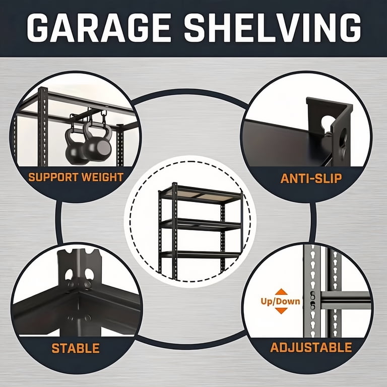 Xiweot 60" Heavy Duty 5-Tier Metal Storage Shelves, 2400 Lbs photo 6