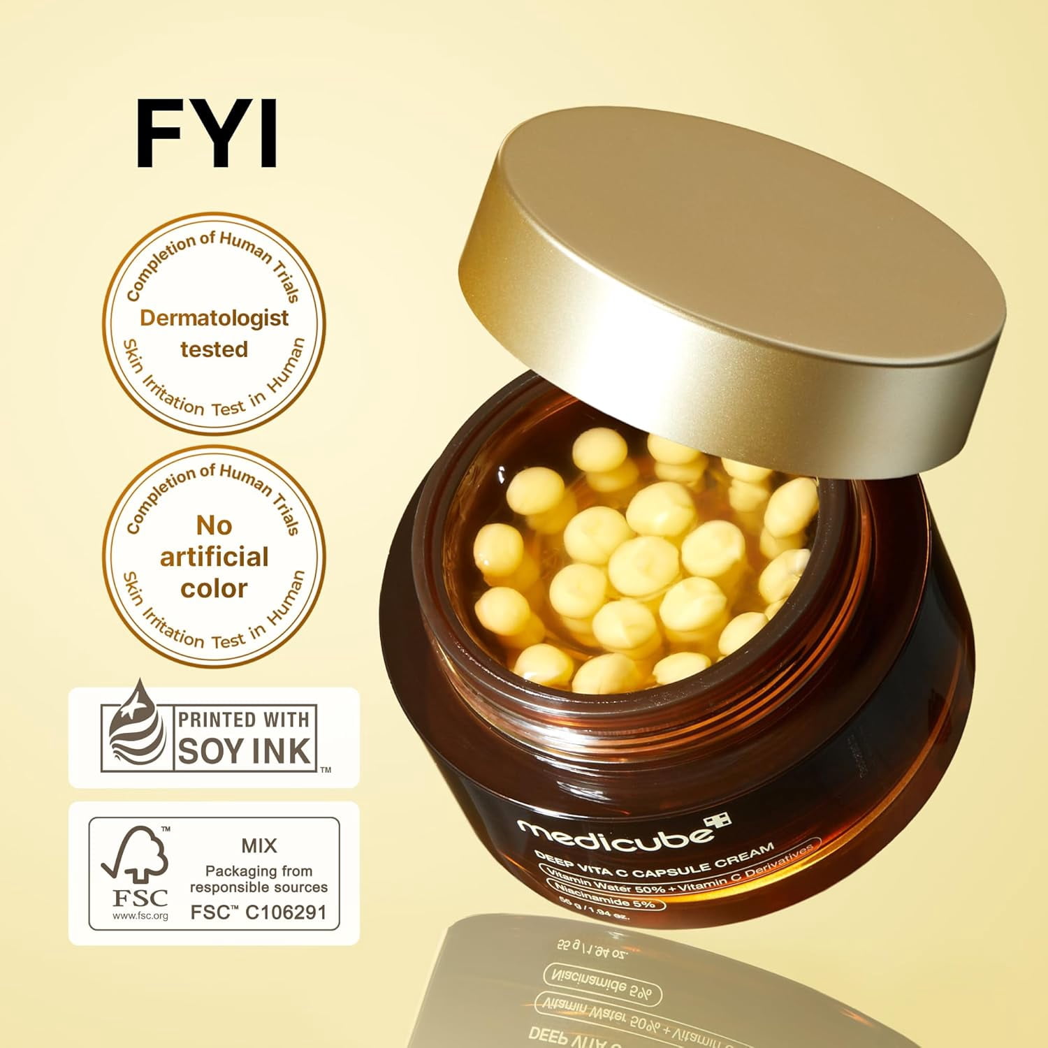 Medicube Deep Vita C Capsule Cream & Jelly Brush Duo Set | Korean Skincare Brightening Vitamin C Moisturizer + Soft Silicone Application Brush | Glow & Tone Care Bundle